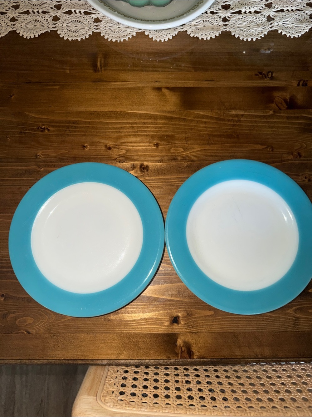 Vintage Pyrex turquoise plates